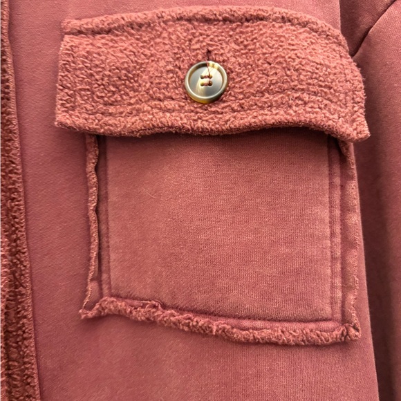 Easel Dark Mauve Textured Shacket Long Coat - Picture 3 of 5